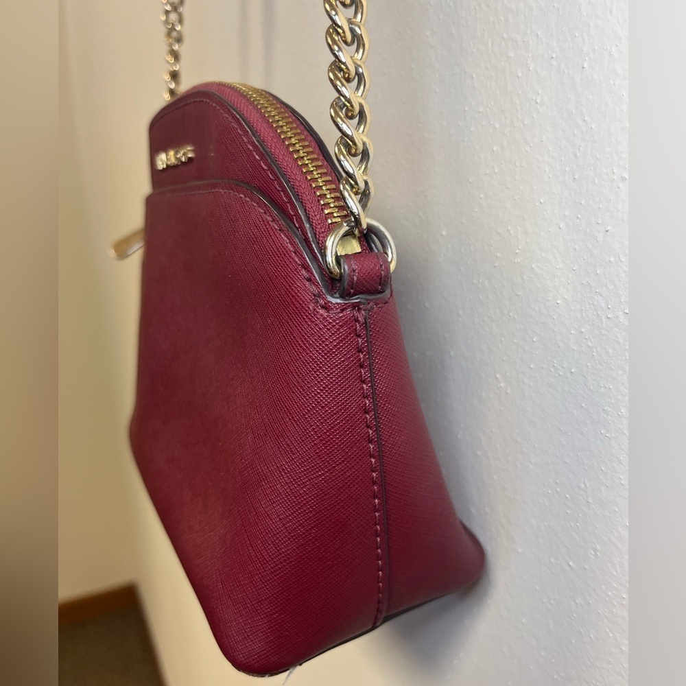 Michael Kors Cindy Saffiano Leather Crossbody Bag Burgundy - Picture 8 of 14